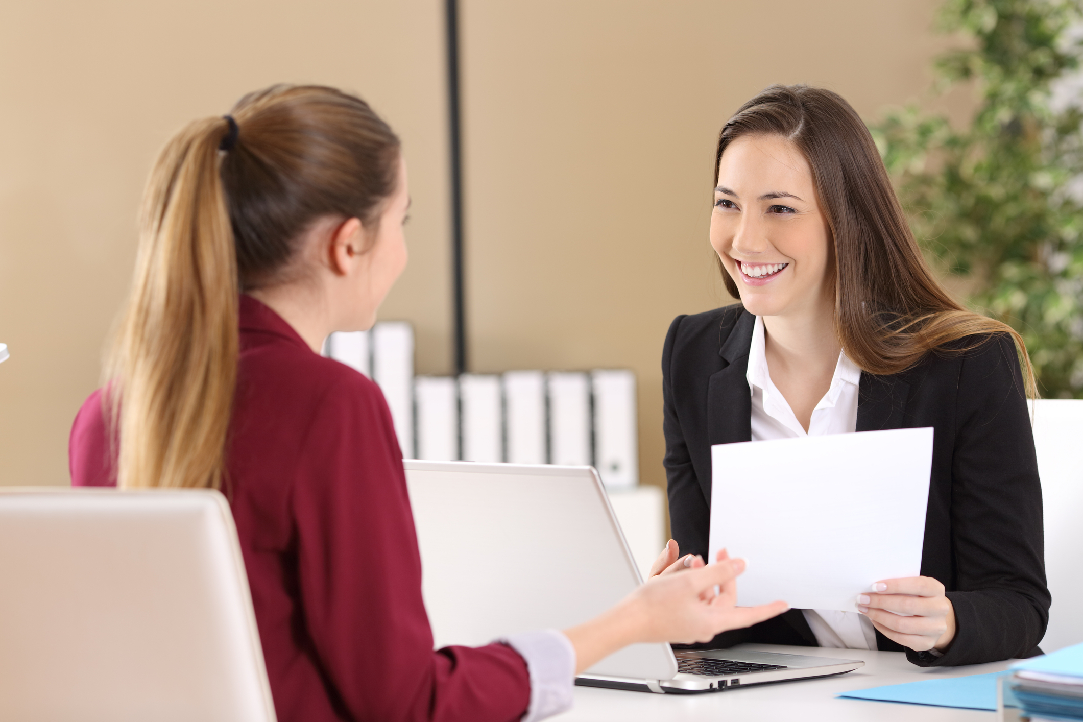 Discussing an SEO report with a client