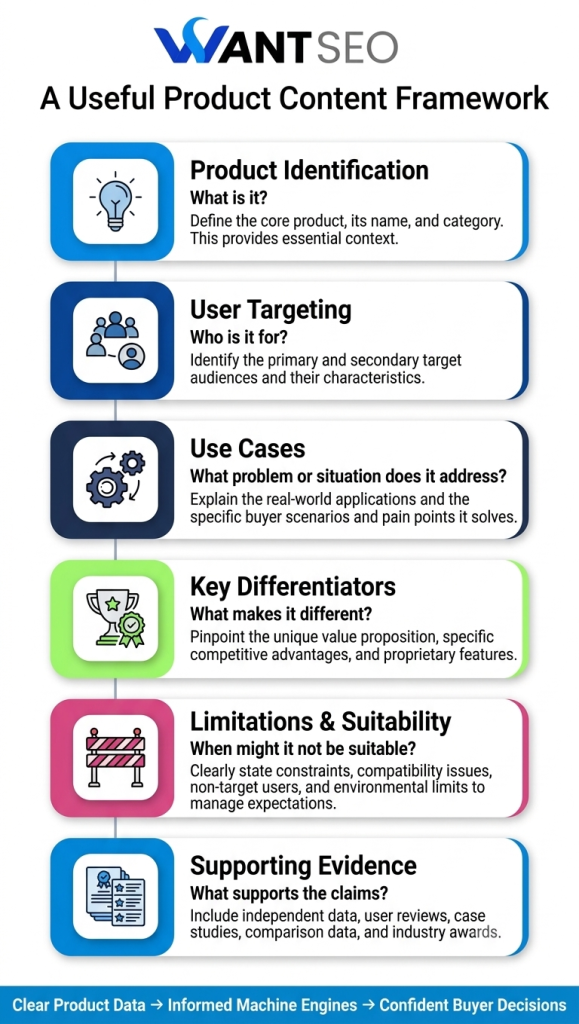 A useful product content framework for AI Powered SEO