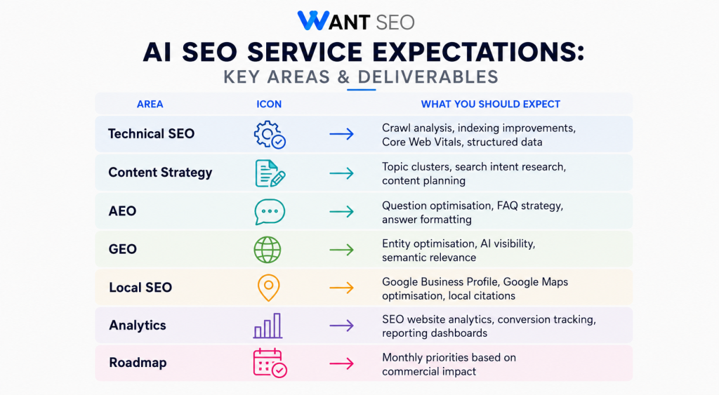 AI SEO Service Expectations provided by Want SEO