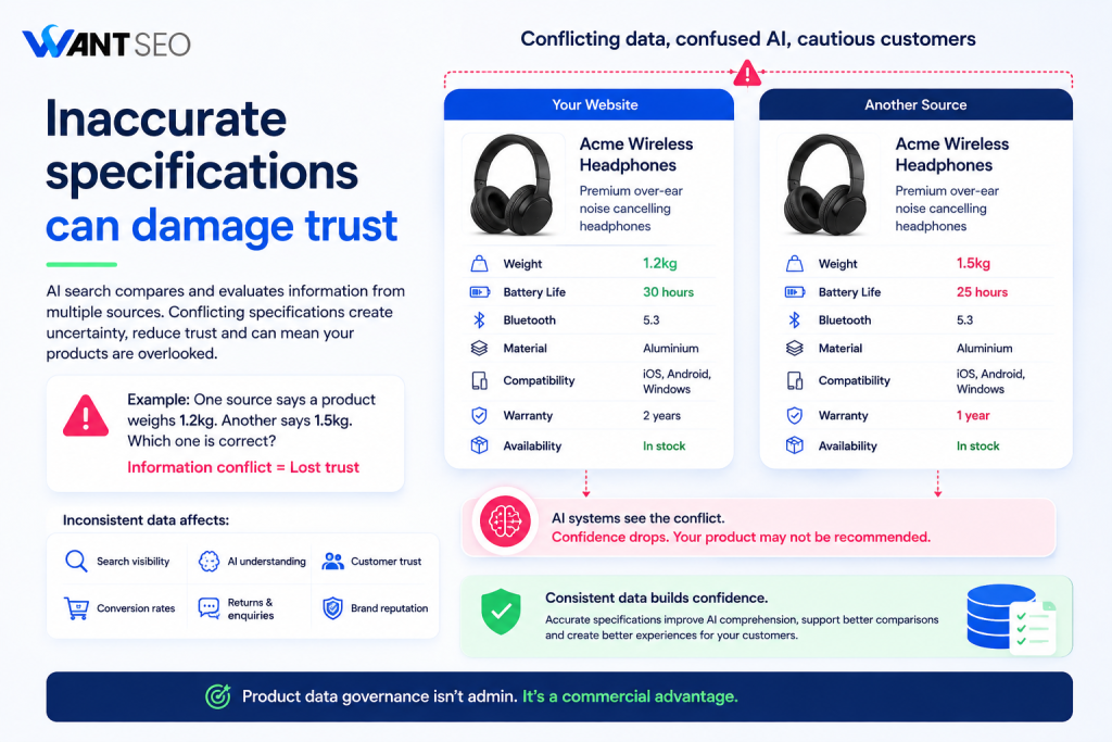 Inaccurate specifications can damage trust