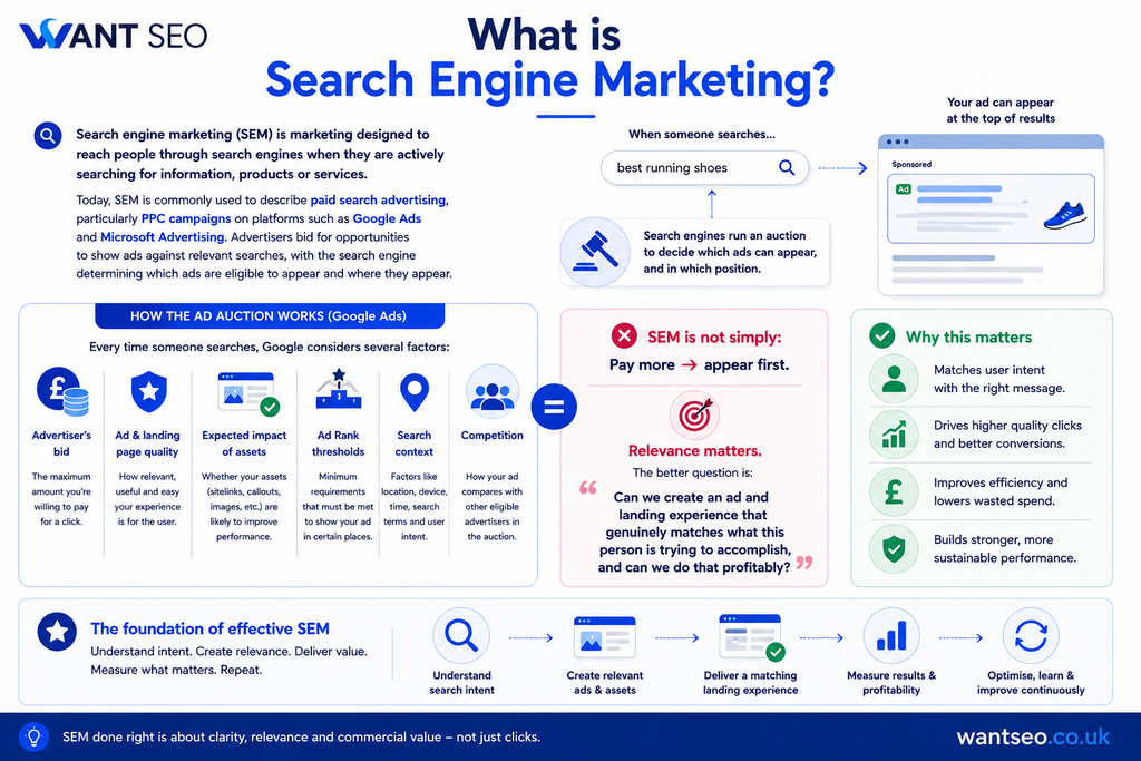 What is search engine marketing Explained by Want SEO Team