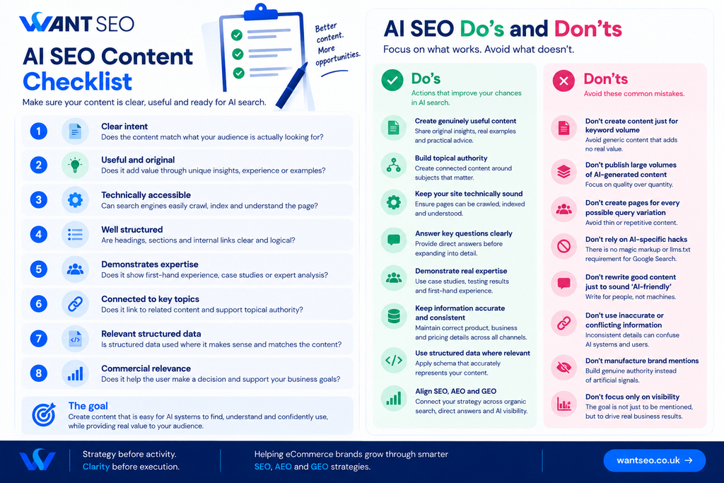 AI SEO Checklist Dos and Donts Explained