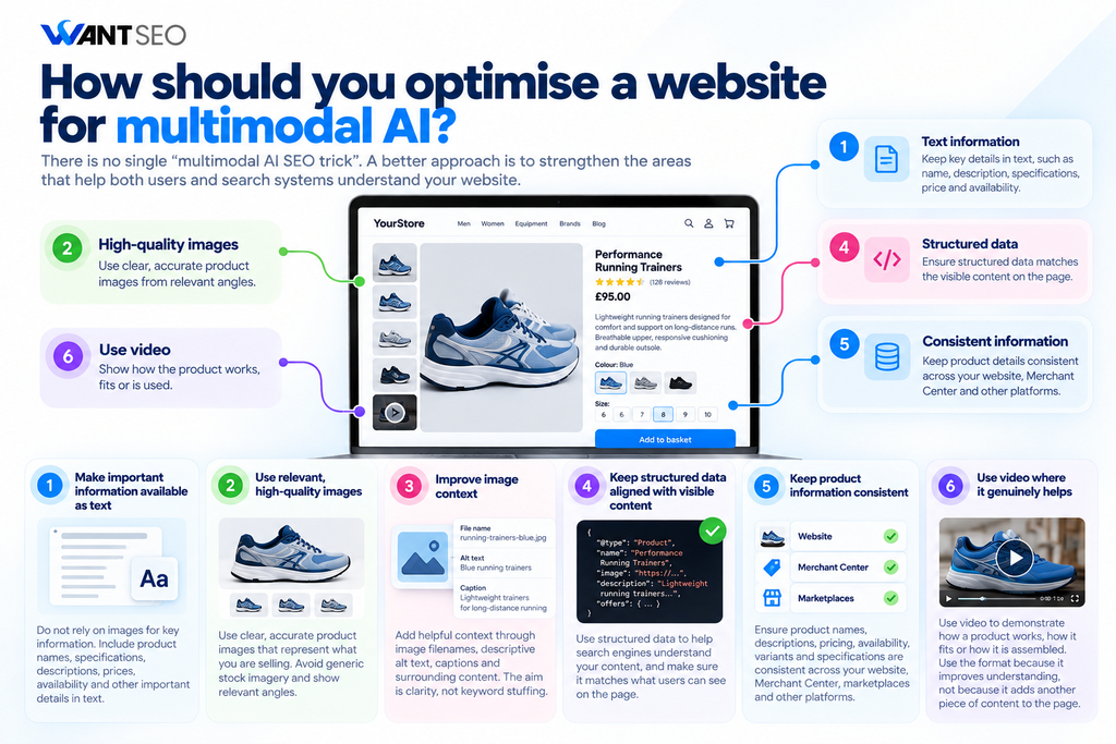 How should you optimise a website for multimodal AI Explained by Want SEO