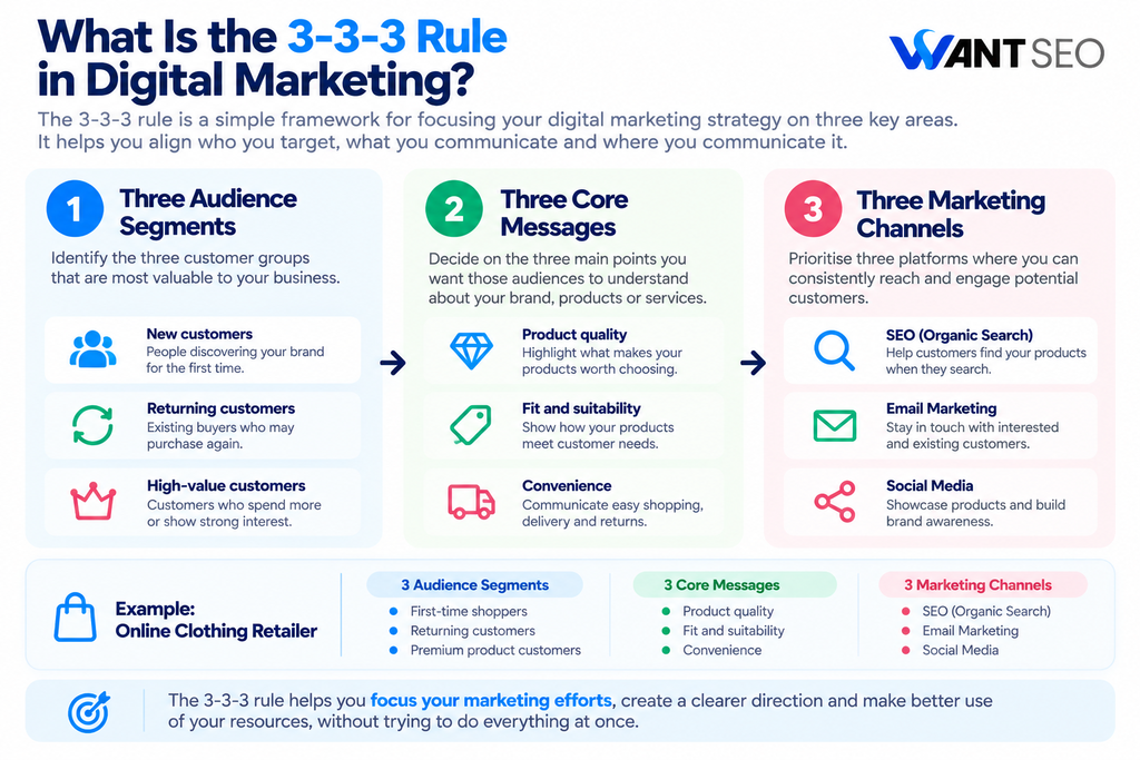 3-3-3 Rule in Digital Marketing Framework Explained by Want SEO